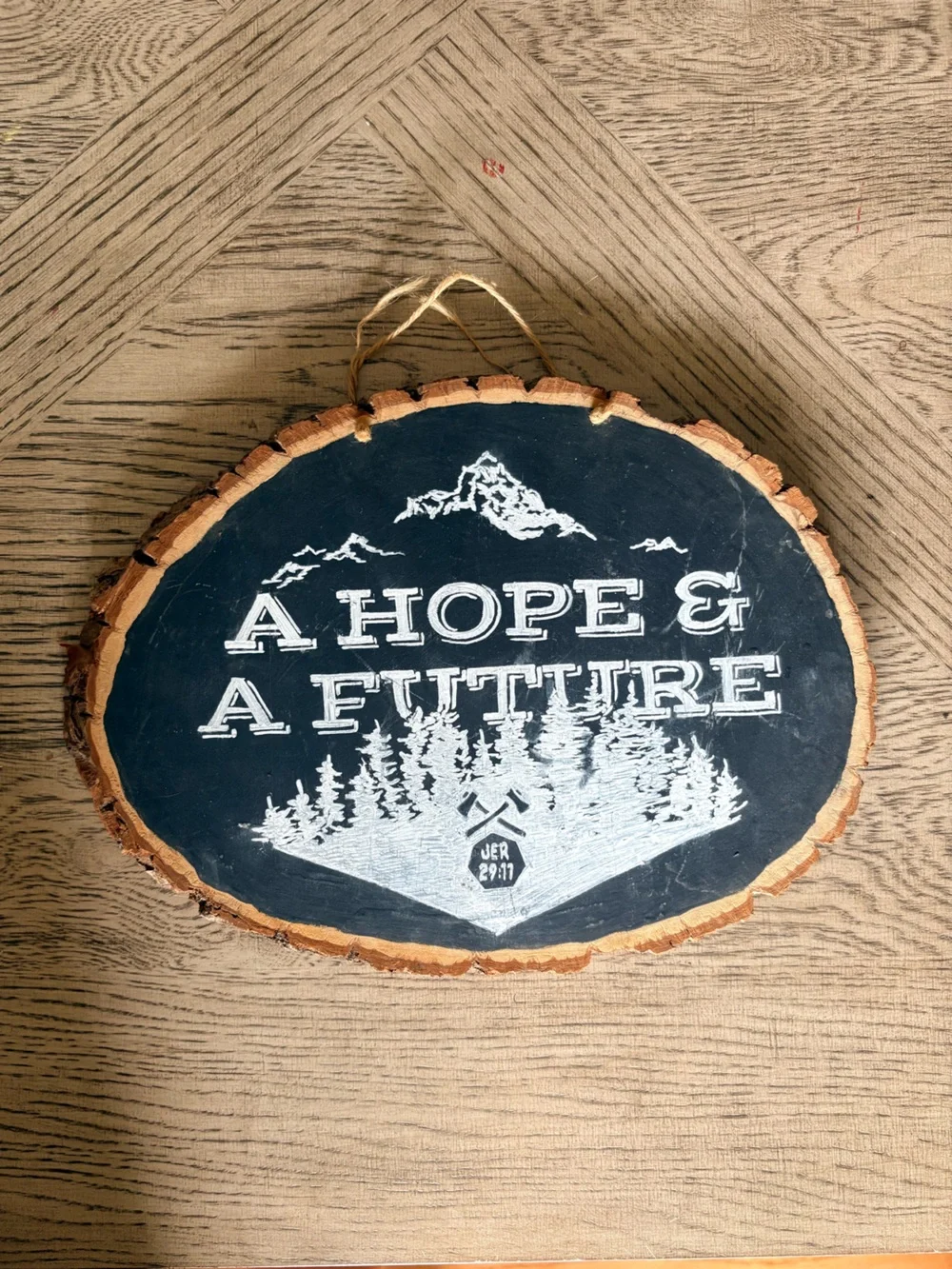 Rustic Black & Natural Wood 'A Hope & A Future' Wall Plaque - handmade